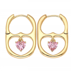 KOLCZYKI POZŁACANE 24/3 MM RÓŻOWE SERCE XUPING 66703
