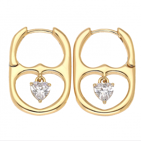 KOLCZYKI POZŁACANE 24/3 MM BRYLANTOWE SERCE XUPING 66704