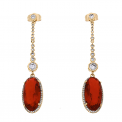 KOLCZYKI POZŁACANE 61/13 MM RUBINOWE LUXURY XUPING 66777