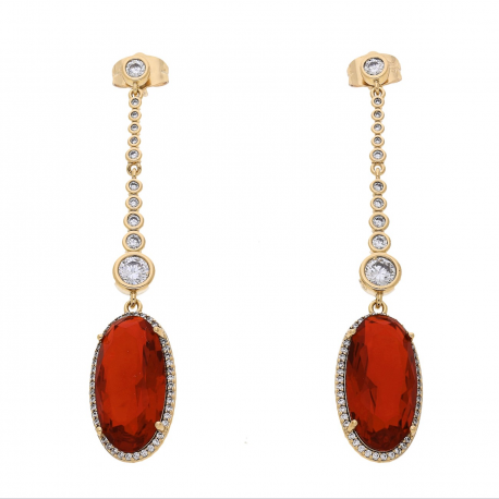 KOLCZYKI POZŁACANE 61/13 MM RUBINOWE LUXURY XUPING 66777