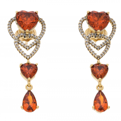 KOLCZYKI POZŁACANE 38/14 MM LUXURY GRANATY SERCA XUPING 66778