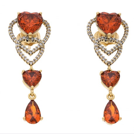 KOLCZYKI POZŁACANE 38/14 MM LUXURY GRANATY SERCA XUPING 66778