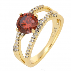 PIERŚCIONEK POZŁACANY 7 MM ELEGANCJA Z GRANACIKIEM XUPING 66814