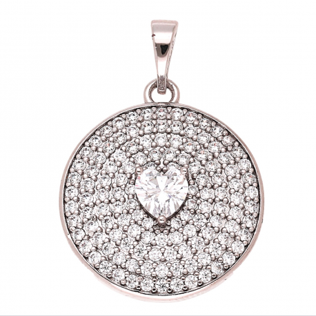 ZAWIESZKA PLATYNOWANA 28/20 MM BRYLANTOWE SERCE NA TARCZY XUPING 66970