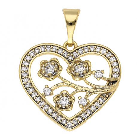 ZAWIESZKA POZŁACANA 30/25 MM SERCE I KWIATY XUPING 66973