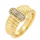 PIERŚCIONEK POZŁACANY 12 MM KARBOWANY Z BRYLANCIKAMI XUPING 67111