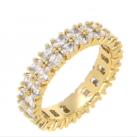 PIERŚCIONEK POZŁACANY 5 MM BRYLANTY DO OKOŁA XUPING 67118