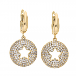 KOLCZYKI POZŁACANE 39/20 MM KRĘGI Z GWIAZDĄ XUPING 67127