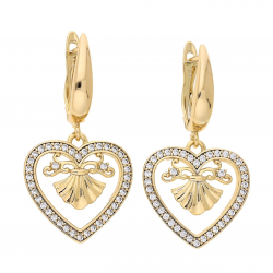 KOLCZYKI POZŁACANE 37/20 MM BRYLANTOWE SERCA XUPING 67128