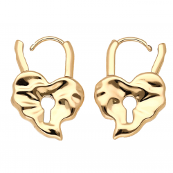 KOLCZYKI POZŁACANE 20/3 MM KLEPANE ZŁOTE SERCA XUPING 67173