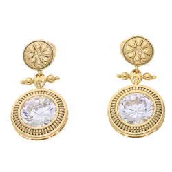 KOLCZYKI POZŁACANE 29/15 MM MAŁE Z BRYLANTEM XUPING 67229