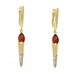 KOLCZYKI POZŁACANE 51/7 MM ELEGANCJA Z GRANATEM XUPING 67447