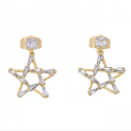 KOLCZYKI POZŁACANE 24/17 MM BRYLANTOWA GWIAZDA XUPING 67462