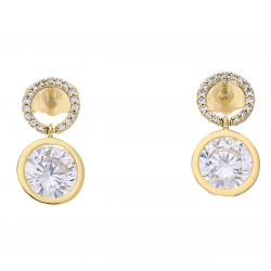 KOLCZYKI POZŁACANE 19/10 MM BRYLANT NA BRYLANTOWYM KRĘGU XUPING 67468