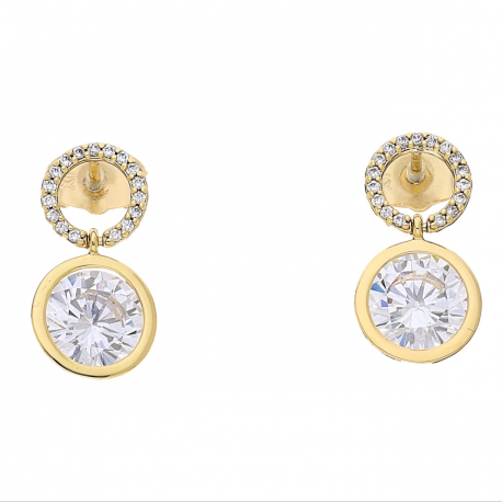 KOLCZYKI POZŁACANE 19/10 MM BRYLANT NA BRYLANTOWYM KRĘGU XUPING 67468