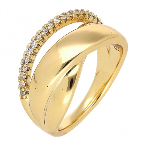 PIERŚCIONEK POZŁACANY 11 MM ZŁOTO Z BRYLANCIKAMI XUPING 67525