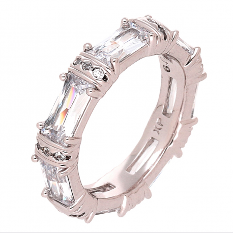 PIERŚCIONEK PLATYNOWANY 5 MM BRYLANTOWA OBRĄCZKA XUPING 67542