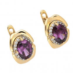 KOLCZYKI POZŁACANE 15/10 MM AMETYSTOWA MARKIZA XUPING 67585