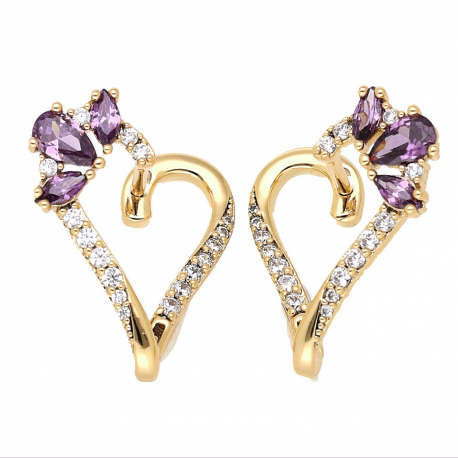 KOLCZYKI POZŁACANE 20/14 MM ELEGANCJA Z AMETYSTAMI XUPING 67589