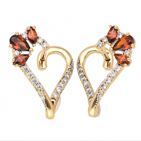 KOLCZYKI POZŁACANE 20/14 MM ELEGANCJA Z GRANATAMI XUPING 67591