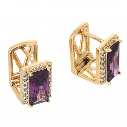 KOLCZYKI POZŁACANE 11/8 MM MALUSZKI AMETYST XUPING 67935