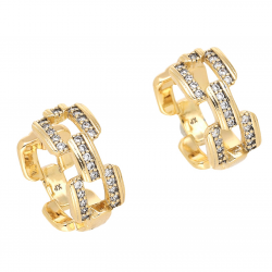 KOLCZYKI POZŁACANE 15/7 MM BRYLANTOWE KÓŁKA XUPING 67966