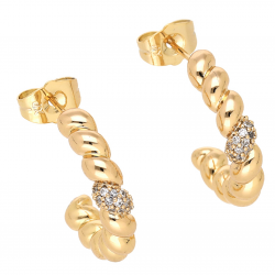 KOLCZYKI POZŁACANE 22/4 MM ZŁOTA ZWIJKA XUPING 67970