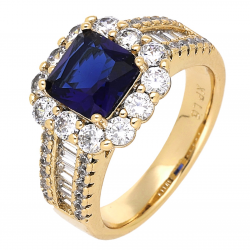 PIERŚCIONEK POZŁACANY 12 MM SZAFIROWA ELEGANCJA XUPING 68041