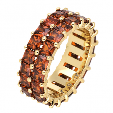 PIERŚCIONEK POZŁACANY 8 MM RADIANTY GRANATY XUPING 68062