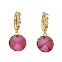 KOLCZYKI POZŁACANE 30/14 MM ELECTRIC FUCHSIA CRYSTAL XUPING 68290