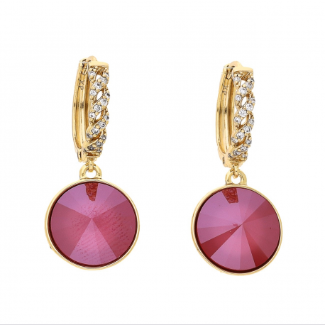 KOLCZYKI POZŁACANE 30/14 MM ELECTRIC FUCHSIA CRYSTAL XUPING 68290