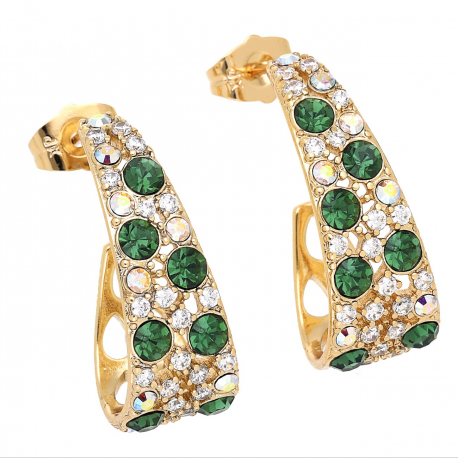 KOLCZYKI POZŁACANE 27/11 MM EMERALD CRYSTAL XUPING 68296