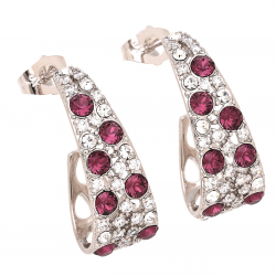 KOLCZYKI PLATYNOWANE 27/11 MM FUCHSIA CRYSTAL XUPING 68299