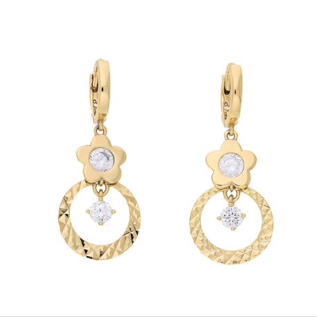 KOLCZYKI POZŁACANE 31/13 MM ELEGANCJA DIAMENTOWANEGO ZŁOTA XUPING 68321