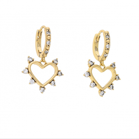 KOLCZYKI POZŁACANE 25/14 MM BRYLANCIKI NA SERCU XUPING 68324