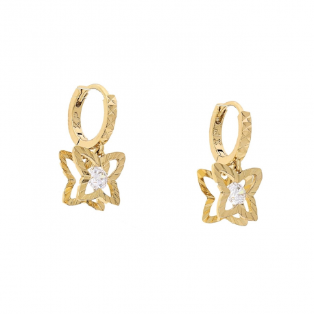 KOLCZYKI POZŁACANE 19/9 MM ELEGANCJA DIAMENTOWANEGO ZŁOTA XUPING 68326