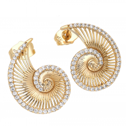 KOLCZYKI POZŁACANE 22/16 MM ZŁOTO-BRYLANTOWA MUSZLA XUPING 68347