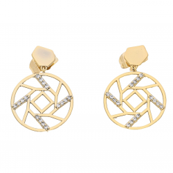 KOLCZYKI POZŁACANE 25/17 MM GEOMETYYCZNY AŻUR XUPING 68351