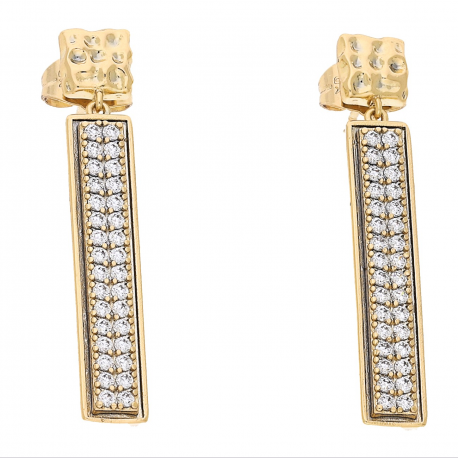 KOLCZYKI POZŁACANE 37/6 MM BRYLANTOWE KRESKI XUPING 68355