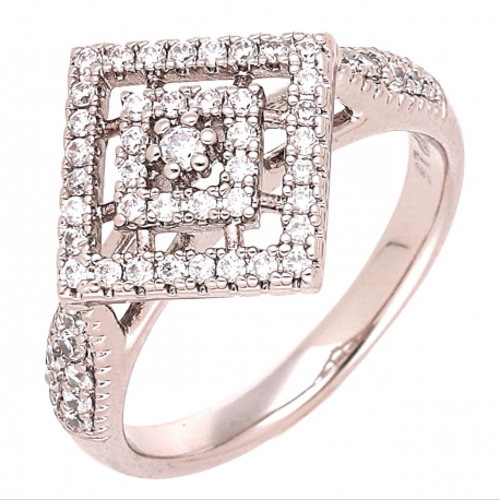 PIERŚCIONEK PLATYNOWANY 14 MM BRYLANTOWY ROMB XUPING 68381