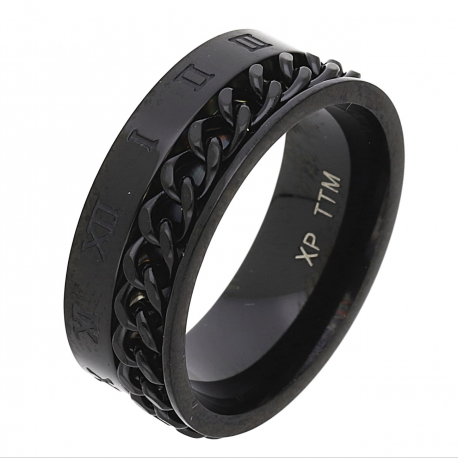 PIERŚCIONEK BLACK 7 MM S. STEEL TTM XUPING 68382