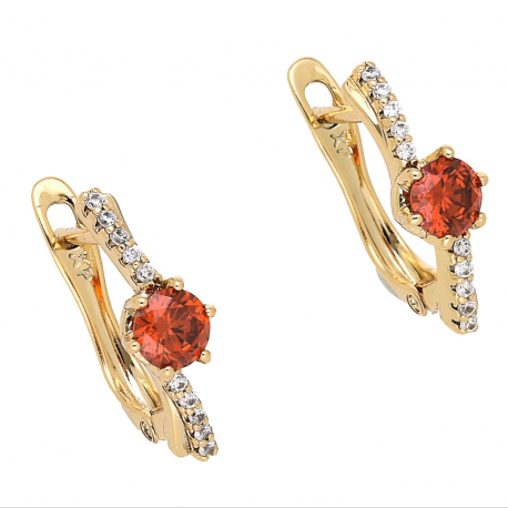 KOLCZYKI POZŁACANE 16/6 MM ELEGANCJA GRANATÓW XUPING 68396