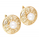 KOLCZYKI POZŁACANE 20 MM ZŁOTY AŻUR Z PERŁĄ XUPING 68418