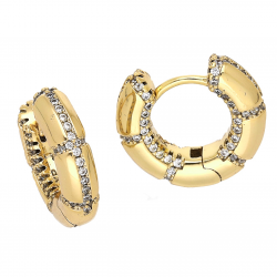 KOLCZYKI POZŁACANE 16/4 MM KÓŁKA Z BRYLANTAMI XUPING 68473