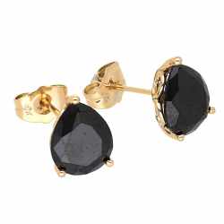 KOLCZYKI POZŁACANE 12/9 MM CZARNY BRYLANT ŁEZKA XUPING 68723