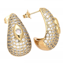 KOLCZYKI POZŁACANE 26/15 MM BRYLANTOWA ŁEZKA XUPING 68740