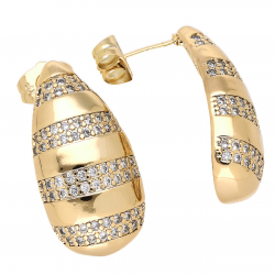 KOLCZYKI POZŁACANE 26/13 MM BRYLANTOWA ŁEZKA XUPING 68741