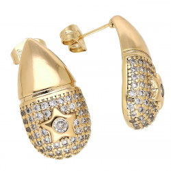 KOLCZYKI POZŁACANE 26/14 MM BRYLANTOWA ŁEZKA XUPING 68743