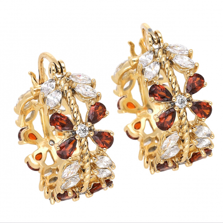 KOLCZYKI POZŁACANE 24/10 MM LILIE GRANATY XUPING 68779