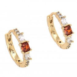 KOLCZYKI POZŁACANE 15/4 MM KÓŁKA GRANAT RADIANT XUPING 68793